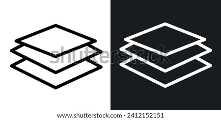 Triple Layer line icon. Floor level and document accumulation icon in black and white color.