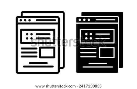 Response sheet line icon. Inquiry format icon in black and white color.