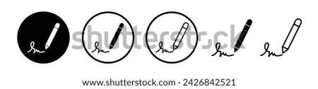 Autograph Verification Line Icon. Signature Confirmation Icon in Black and White Color.