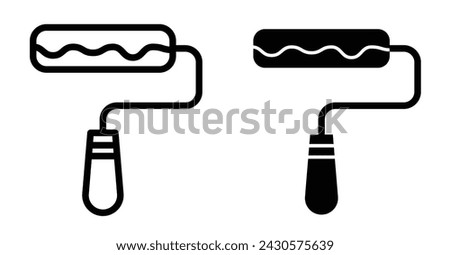 Paint roller icon in filled and outlined style on white background