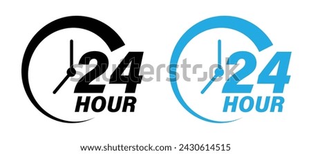 Twenty four hours icon in filled and outlined style on white background