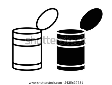 Open tin can icon. can food tin can vector symbol in white background