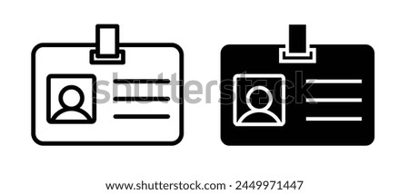 ID Badge and Security Pass Icons. Event Identification and VIP Admission Symbols.