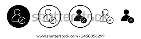 User Removal Icon. Symbols for Deleting or Cancelling User Accounts.