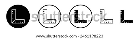 Geometry Tools Icons. Combined Ruler Instruments Vector Symbols.