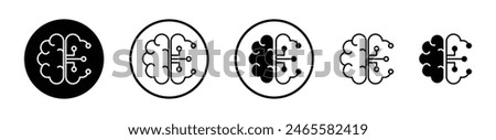 Brain Circuit Icon Set. AI Brain and Artificial Intelligence Vector Symbol.