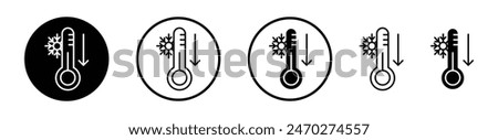 Low Temperature icon collection. Low temperature thermometer vector icon. Cool or cold temperature emblem.