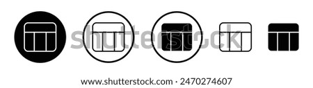 Table layout icon set. Web excel data table vector symbol in spreadsheet linear database chart sign style.