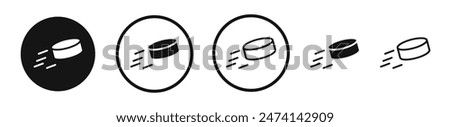 Hockey puck icon set. Hockey puck vector symbol. Ice hockey symbol.