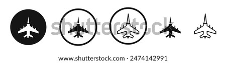 Fighter Jet Icon Set. Icon of a Military Supersonic Warplane.