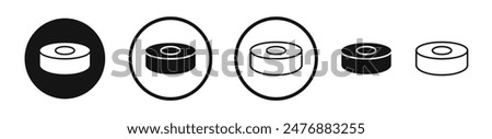 Drum steelpan flat liner icon set.