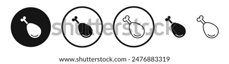 Drumstick bite flat liner icon set.