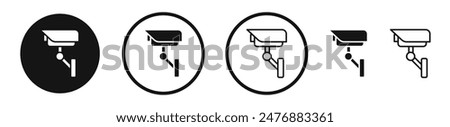 Security Camera flat liner icon set.