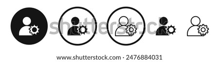 User gear flat liner icon set.