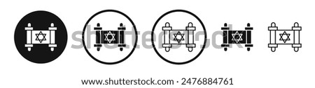 Scroll Torah flat liner icon set.