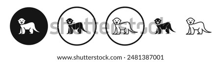 Otter vector icon set in black and white color.