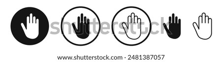 Hand vector icon set in black and white color.
