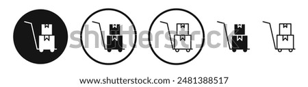 Dolly flatbed vector icon set in black and white color.