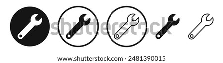 Wrench vector icon set in black and white color.