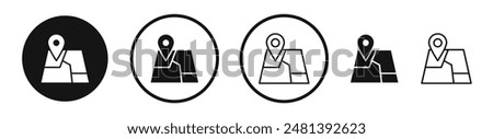 Land layer location vector icon set in black and white color.