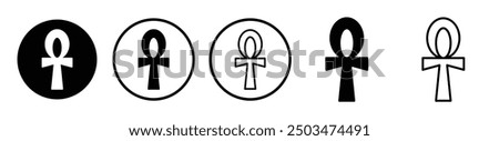 Ankh line icon vector set.