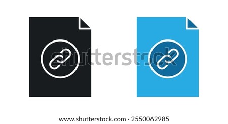 Document link icon set in black and colored version