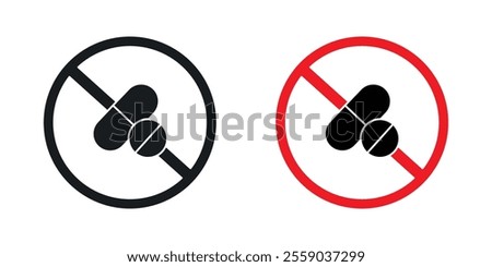 No drugs sign vectors in black and colored version