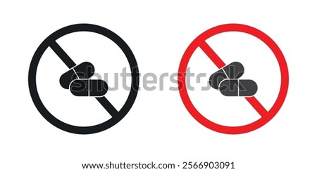 No drugs signs set in black and colored