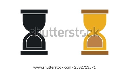 Hourglass end icons set vectors black and colored style