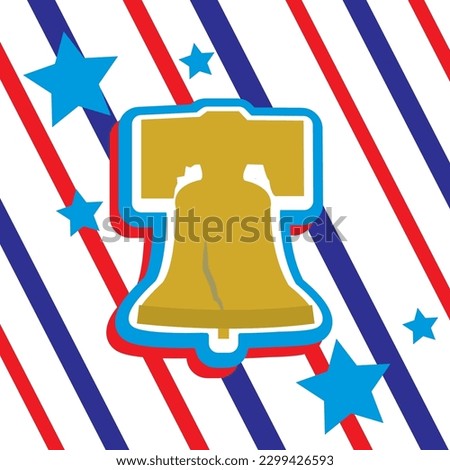 Liberty Bell Icon on Striped Background