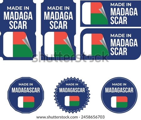 Made in Madagascar. Madagascar flag, Tag, Seal, Stamp, Flag, Icon vector