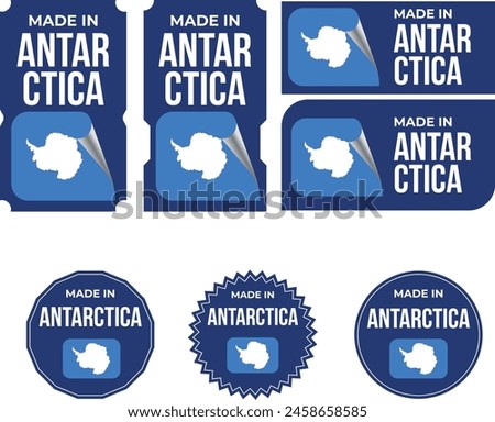 Made in Antarctica. south pole, Antarctica flag, Tag, Seal, Stamp, Flag, Icon vector