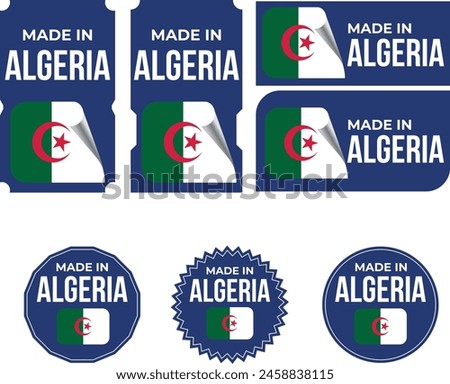 Made in Algeria. Algeria flag, Tag, Seal, Stamp, Flag, Icon vector
