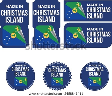 Made in Christmas Island. Christmas Island flag, Tag, Seal, Stamp, Flag, Icon vector