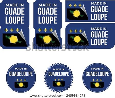 Made in Guadeloupe. Guadeloupe flag, Tag, Seal, Stamp, Flag, Icon vector