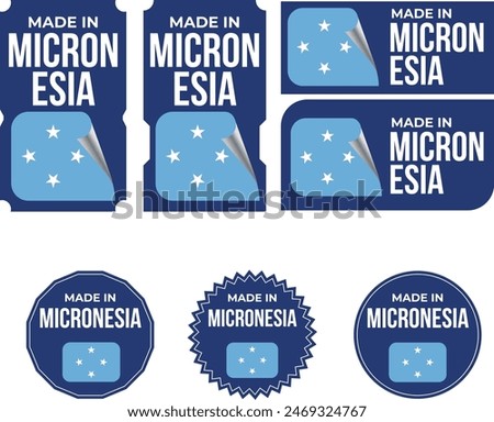 Made in Micronesia. Micronesia flag, Tag, Seal, Stamp, Flag, Icon vector