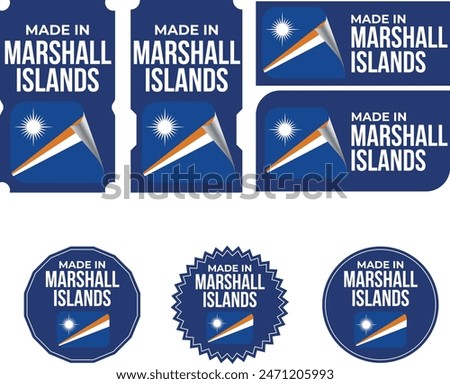 Made in Marshall Islands. Marshall Islands flag, Tag, Seal, Stamp, Flag, Icon vector