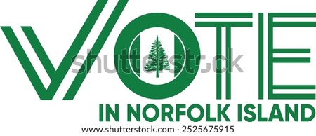 vote word Norfolk Island or  Norfolk Islanders with voting sign showing general election of Norfolk Island, vector illustration