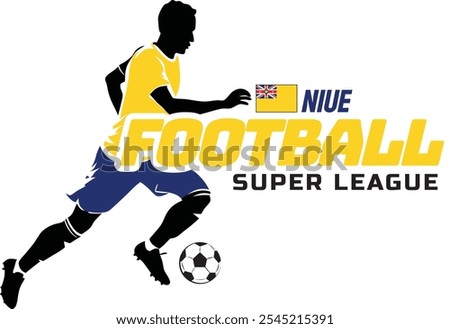 Niue football league, Soccer ball, Football logo, Footballer Kick the Ball isolated on white background, Vector Illustration