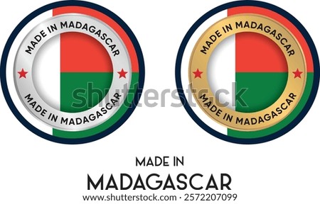 Made in Madagascar. Premium labels, stickers, pointer, badge and symbol of Madagascar flag icon. Collection vector illustration