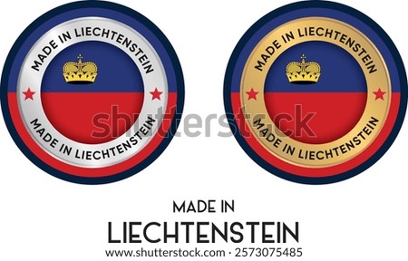 Made in Liechtenstein. Premium labels, stickers, pointer, badge and symbol of Liechtenstein flag icon. Collection vector illustration