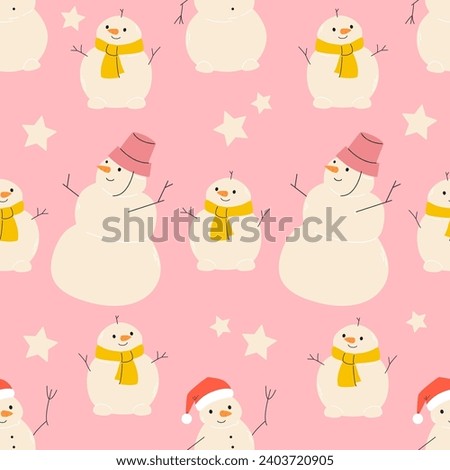 Similar – Image, Stock Photo A snowman with outstretched arms stands in the snow. Blurred walkers in the background. Winter