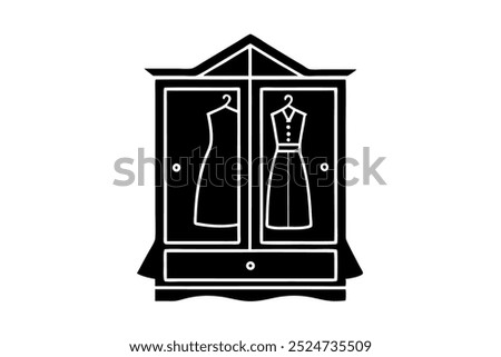 A wardrobes silhouette vector icon illustration on white background.	
