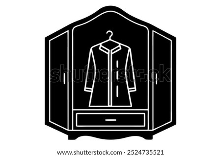 A wardrobes silhouette vector icon illustration on white background.	
