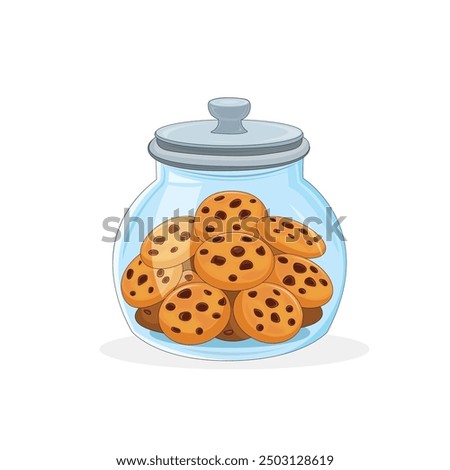 Cookie jar with tasty chocolate cookies vector illustration