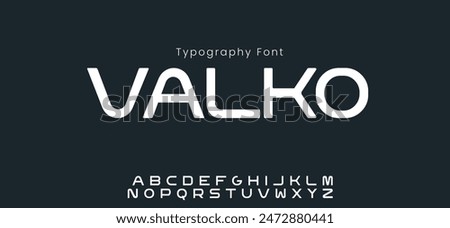 Valko modern alphabet, cutting-edge digital font for dynamic tech logo, powerful headline, advanced typography. Vector typeset