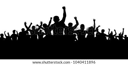 Protesters, enraged crowd of people silhouette vector, angry mob