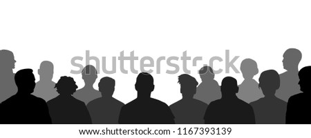 Audience, public, auditory, classroom. Crowd of people auditorium, silhouette vector Foto stock © 