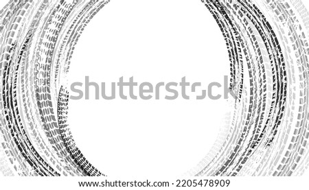 Background with tire wheel marks of cars. Vector illustration