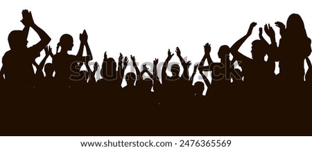 Support group, silhouette of applauding crowd people. Vector illustration
